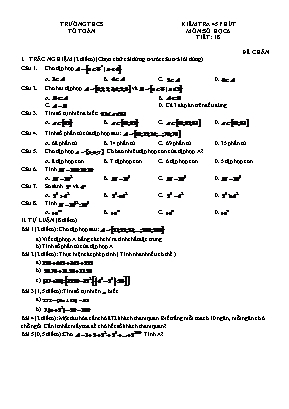 Bộ đề kiểm tra 45 phút môn Số học Lớp 6 - Tiết 18 - Năm học 2019-2020 - Trường THCS Ngọc Hồi (Có đáp án)